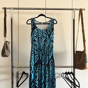 Black and dark teal long dress